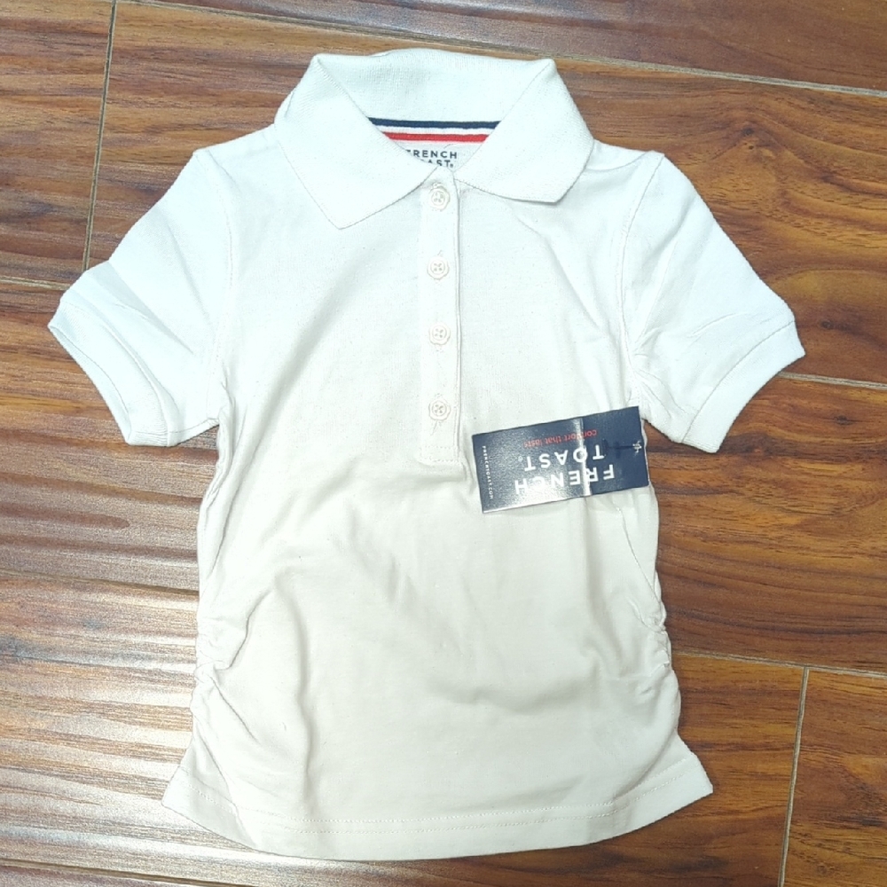 French Toast Kids' White Ruched Polo Shirt SA9499